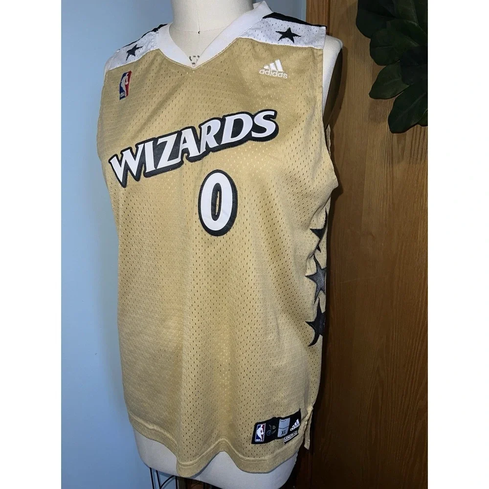 Adidas Gilbert Arenas Wizards Jersey Mens XL Gold Good NBA Agent Zero #0‎ Mesh